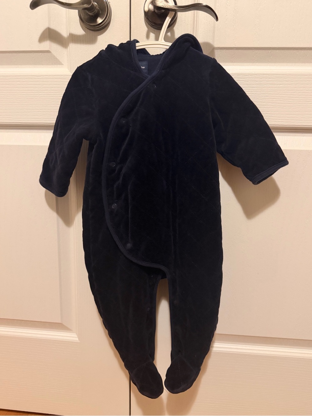 GAP Quilted Hooded Footed One-Piece - Navy Blue